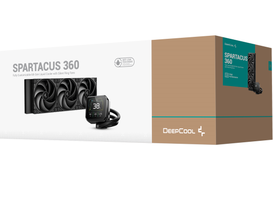 DeepCool SPARTACUS 360 LCD Liquid Cooler 360mm 6th Gen Pump 3400RPM 3.4" 640x480 TFT LCD Screen 2500 RPM Fan Speed 79.89 CFM Fan Airflow , Black