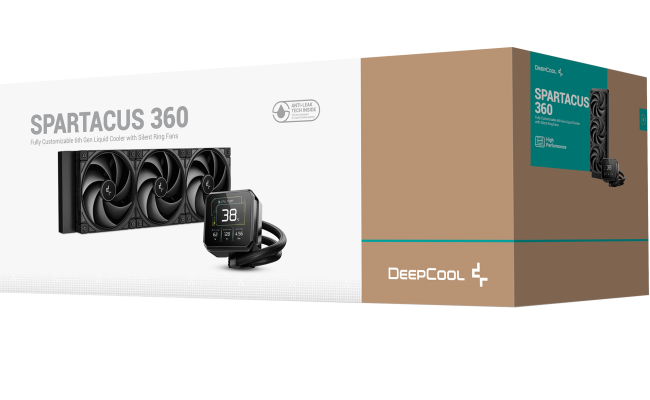 DeepCool SPARTACUS 360 LCD Liquid Cooler 360mm 6th Gen Pump 3400RPM 3.4" 640x480 TFT LCD Screen 2500 RPM Fan Speed 79.89 CFM Fan Airflow , Black
