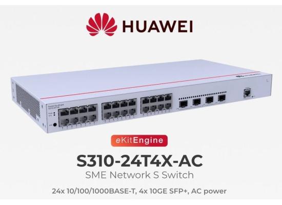 Huawei eKit S310-24T4X L2+ Managed Switch 24 Port Gigabit, 4 SFP+ 10G, VLAN, Static Route, PBR, IGMP, DHCP Snooping, LACP, VRRP, Port Security, Cloud Managed