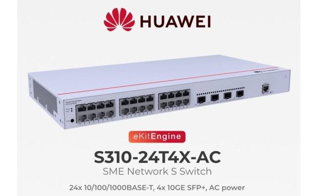Huawei eKit S310-24T4X L2+ Managed Switch 24 Port Gigabit, 4 SFP+ 10G, VLAN, Static Route, PBR, IGMP, DHCP Snooping, LACP, VRRP, Port Security, Cloud Managed