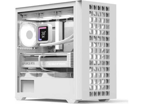 AeroCool D302A Mini Tower Case, 360mm Radiator Support, 11 Fan Slots, 410mm GPU, Backward-Facing m-ATX/mini-ITX Motherboard, USB Type-C, Magnetic Dust Filter, Mesh Front Panel, Compact Build, White