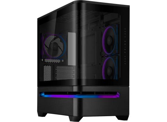 ASUS Prime AP202 ARGB Black mATX pc case with Fully Tempered Curved Glass, Supports Graphics Cards up to 420mm Long, 360mm Long radiators, Easy-Detach Rail, Patented Slot Vent, 3 Built-in ARGB Fans