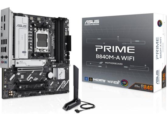 ASUS PRIME B840M-A WiFi AM5 Micro-ATX Motherboard, AMD B840 Chipset, 4x DIMM DDR5 Slot, Up to 192GB Max Memory, 1x PCIe 4.0 x16 SafeSlot Core+, 3x M.2 Slots, Wi-Fi & BT Connectivity product thumbnail 2