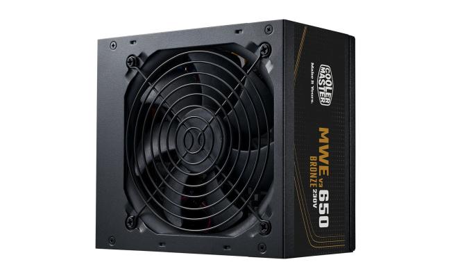 Cooler Master MWE 650W 80+ Bronze ATX 3.1 Non-Modular Power Supply Quiet HDB Fan , Embossed Cable , Black