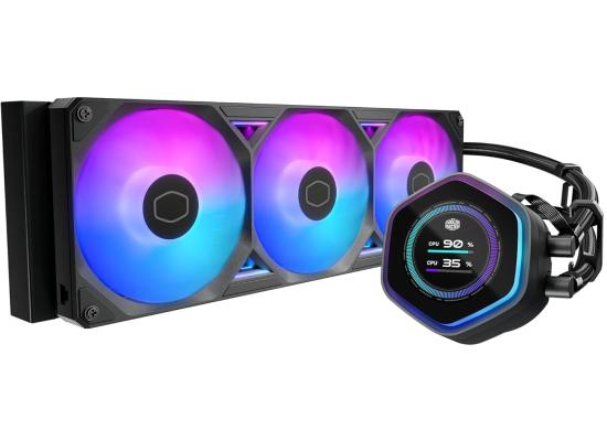 Cooler Master Atmos II 360 LCD AIO CPU Liquid Cooler – 360mm Radiator, Customizable LCD Display, 3X ARGB PWM Fans, Dual-Chamber Pump, Ultra-Quiet Performance, AMD AM5/AM4 & Intel LGA 1851/1700, Black