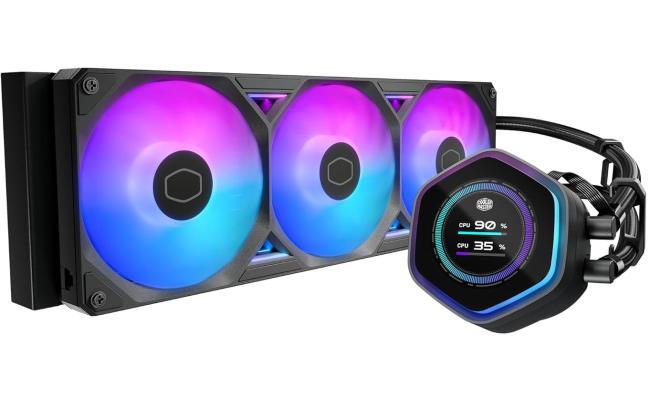 Cooler Master Atmos II 360 LCD AIO CPU Liquid Cooler – 360mm Radiator, Customizable LCD Display, 3X ARGB PWM Fans, Dual-Chamber Pump, Ultra-Quiet Performance, AMD AM5/AM4 & Intel LGA 1851/1700, Black