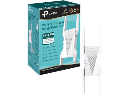 TP-Link RE815XE AXE5400Mbps Tri-Band Mesh WiFi 6E Internet Booster, Range Extender Booster Hotspot with 1 Gigabit Port, 160 MHz Channels, Built-In Access Point Mode, Smart Roaming One-Mesh, Easy Setup