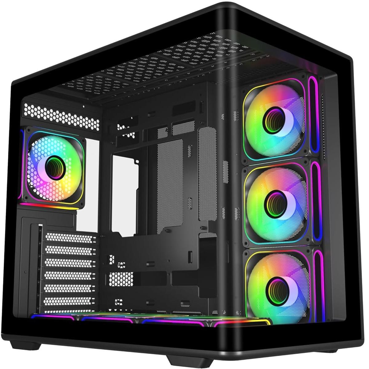 Cooler Master Elite 600 ATX Mid-Tower Case Black | 7X Pre-Installed Reverse ARGB Fans | Tempered Glass Side Panel | 360mm AIO & ATX Mobo Support | USB 3.2 Gen 2x2 Type-C | RTX 50 Series GPU Ready