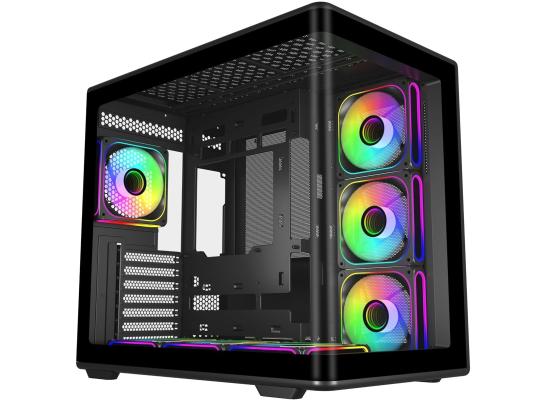 Cooler Master Elite 600 ATX Mid-Tower Case Black | 7X Pre-Installed Reverse ARGB Fans | Tempered Glass Side Panel | 360mm AIO & ATX Mobo Support | USB 3.2 Gen 2x2 Type-C | RTX 50 Series GPU Ready