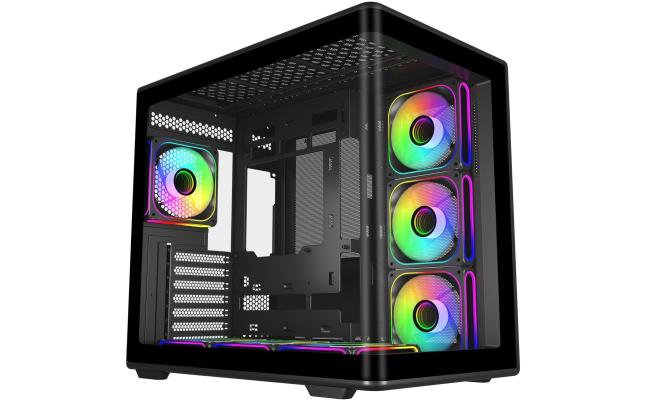 Cooler Master Elite 600 ATX Mid-Tower Case Black | 7X Pre-Installed Reverse ARGB Fans | Tempered Glass Side Panel | 360mm AIO & ATX Mobo Support | USB 3.2 Gen 2x2 Type-C | RTX 50 Series GPU Ready