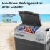 Promate PowerCooler-40 CoolFast 40 Liters Portable Outdoor Mini Refrigerator, 52000mAh Powerpack, 42G/R134A Fridge Refrigerant, 400lm LED Flashlight, 1.5m Power Adapter Cable, Gray/White