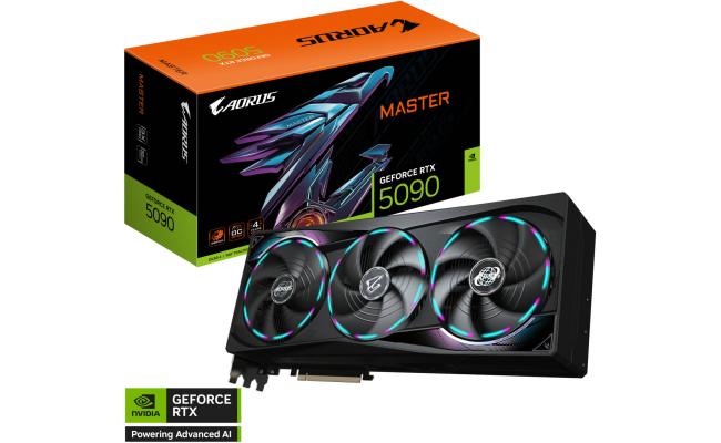 GIGABYTE AORUS GeForce RTX 5090 MASTER Graphics Card, 32GB GDDR7 512-Bit Memory, 2655 MHz Core Clock, 21760 CUDA Cores, PCI Express 5.0
