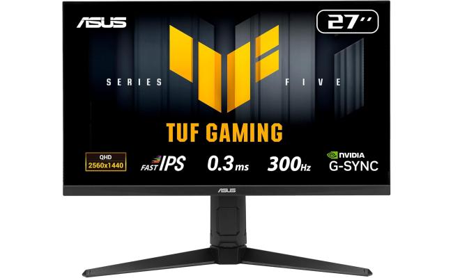 ASUS TUF VG27AQML5A Gaming AI 27" Fast IPS QHD 2K 300Hz 0.3 ms HDR 400 G-SYNC® Compatible, Height Adjustment Stand w/ 2x HDMI 2.1 , Display Port & Seakers , Black
