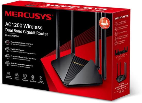 MERCUSYS MR30G AC1200Mbps Dual Band Gigabit WiFi Router, Speed up to 1.2Gbps, Gaming Router with Full Gigabit Ports for Xbox, PS4, PCs, IPTV and IPv6 Supported, Stream HD Videos, Easy Setup