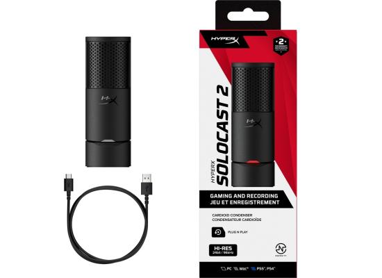 HyperX SoloCast 2 USB Gaming Microphone, Cardioid Pattern, 24-bit/96kHz, Plug-and-Play USB-C, Shock Mount & Pop Filter, Voice Enhance, Easy Setup, PC Compatible, Black | AR0A0AA product thumbnail 2