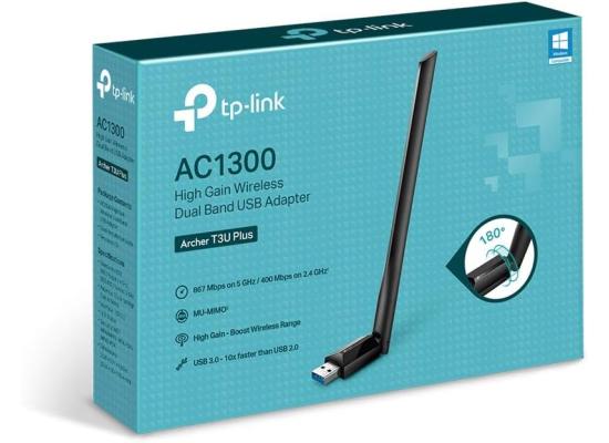 TP-Link Archer T3U Plus USB WiFi Adapter for Desktop PC, AC1300 USB 3.0 Wireless Dual Band Network Adapter with High Gain Antenna, MU-MIMO, Windows 11/10/8.1/8/7/XP, Mac OS 10.9-10.15