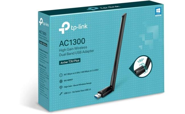 TP-Link Archer T3U Plus USB WiFi Adapter for Desktop PC, AC1300 USB 3.0 Wireless Dual Band Network Adapter with High Gain Antenna, MU-MIMO, Windows 11/10/8.1/8/7/XP, Mac OS 10.9-10.15