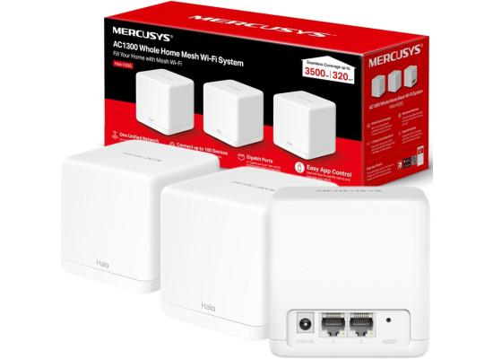 MERCUSYS Halo H30G AC1300 Whole Home Mesh Wi-Fi System, 3-Pack, Wireless Speeds Up To 1.3 Gbps, Dual Band, Seamless Roaming, Gigabit Ports, 3,500sqft Coverage, Easy App Control, White