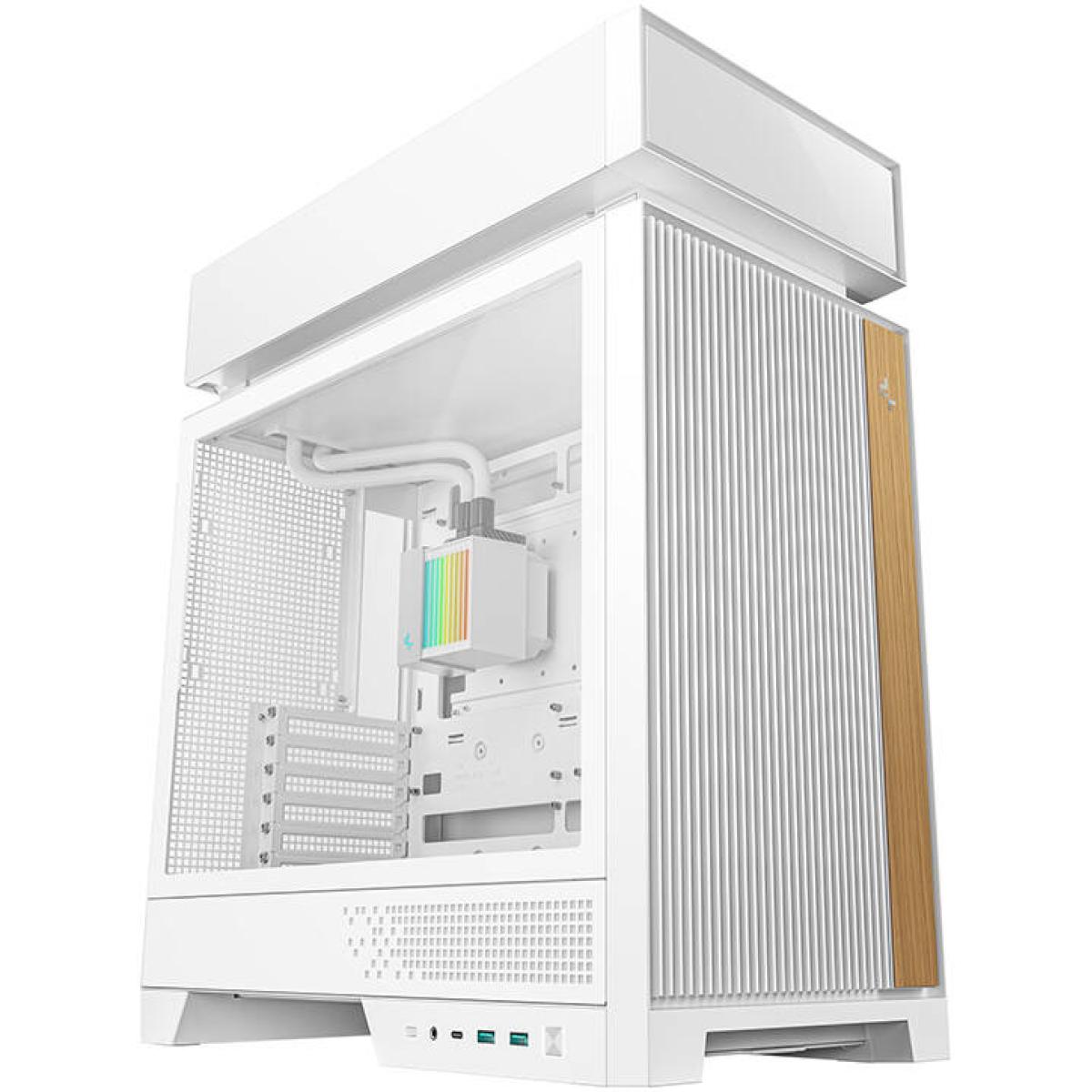DeepCool CL6600 Computer Case, Pre-installed 360mm ARGB Liquid Cooler & 2x FL12R SE ARGB Fans, ABS + SPCC + Tempered Glass Material, White
