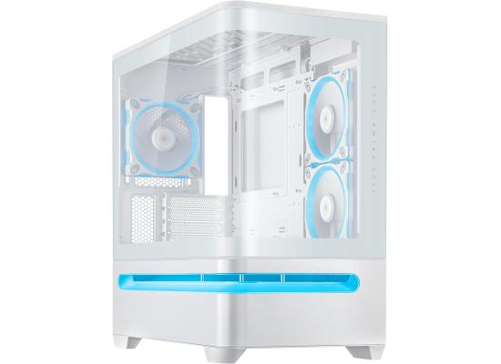 ASUS Prime AP202 ARGB White mATX pc case with Fully Tempered Curved Glass, Supports Graphics Cards up to 420mm Long, 360mm Long radiators, Easy-Detach Rail, Patented Slot Vent, 3 Built-in ARGB Fans