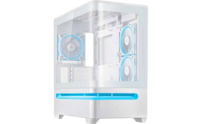 ASUS Prime AP202 ARGB White mATX pc case with Fully Tempered Curved Glass, Supports Graphics Cards up to 420mm Long, 360mm Long radiators, Easy-Detach Rail, Patented Slot Vent, 3 Built-in ARGB Fans