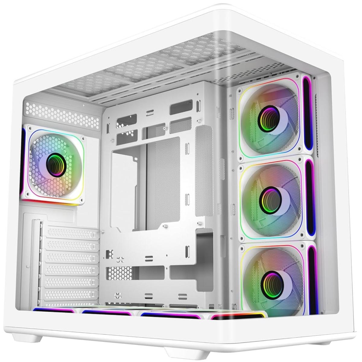 Cooler Master Elite 600 ATX Mid-Tower Case White | 7X Pre-Installed Reverse ARGB Fans | Tempered Glass Side Panel | 360mm AIO & ATX Mobo Support | USB 3.2 Gen 2x2 Type-C | RTX 50 Series GPU Ready