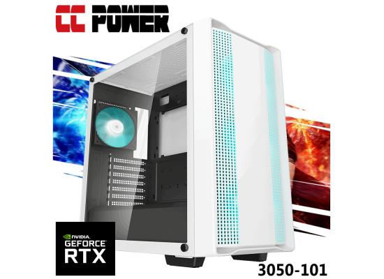 CC Power 3050-101 Gaming PC 5Gen AMD Ryzen 5 6-Cores w/ Nvidia RTX 3050 6GB DDR6 & Advance Air Cooler , White