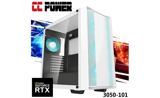 CC Power 3050-101 Gaming PC 5Gen AMD Ryzen 5 6-Cores w/ Nvidia RTX 3050 6GB DDR6 & Advance Air Cooler , White