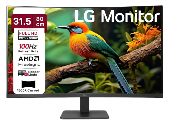 LG 32MR50C 32" 1500R Curved Full HD , 100Hz Refresh Rate, 5ms (GtG) Response Time, AMD FreeSync Technology, 16.7m Color Display, Black