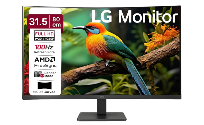 LG 32MR50C 32" 1500R Curved Full HD , 100Hz Refresh Rate, 5ms (GtG) Response Time, AMD FreeSync Technology, 16.7m Color Display, Black