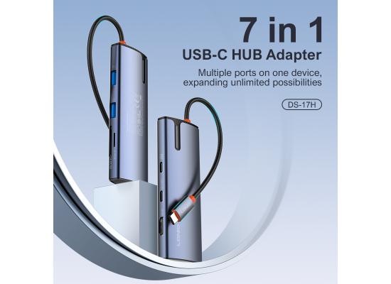 LDNIO DS-17H 7 in 1 USB 3.0 Type C to RJ45, USB HUB Adapter with 4K HDTV Ethernet TF & SD Card Reader - Gray product thumbnail 2