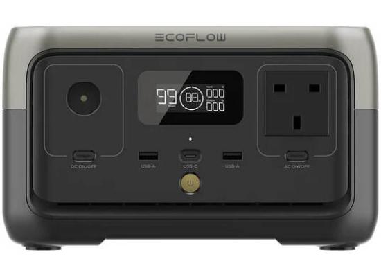 EcoFlow RIVER 2 Portable Power Station, 256Wh Capacity and 300W Output, LiFeP04 Battery, 1 Hour Fast Charging, 0.8kW Solar Charging, Safest LFP Battery, Grey