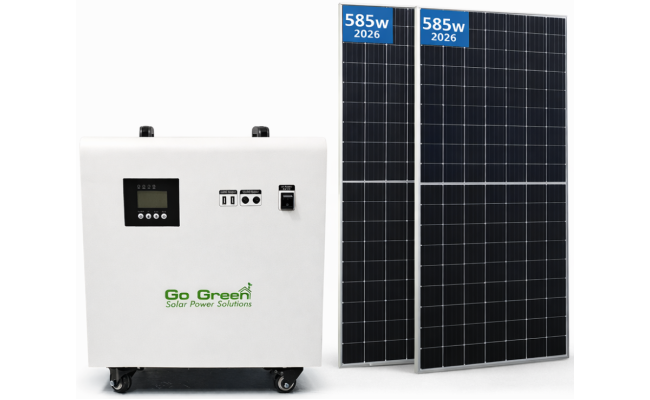 GO Green 4KW Solar Power Station (2000W Rated) w/ Built-in 4019 Watt-Hours Lithium iron phosphate (LiFePO4) + 900W Dual LONGi LR5-72HBD Solar Pannels & Low Voltage & Discharge Protection