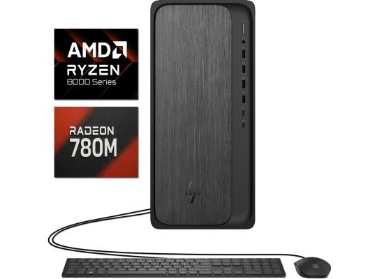 HP OmniDesk M02-0234m PC Gaming Desktop AMD Ryzen 7 8700G 8-Cores w/ AMD Radeon™ 780M Graphics & Windows 11 Home - Black