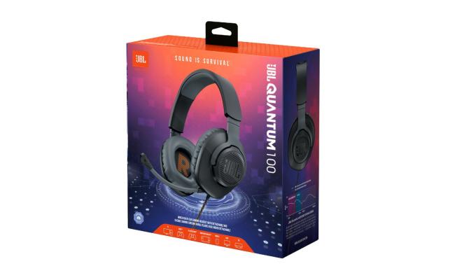JBL Quantum 100 Wired Over-Ear Gaming Headset with a Detachable Voice-Focus Boom Mic, QuantumSOUND Signature, Lightweight Headband, Memory Foam Ear Cushion, PC and Gaming Console Compatible - Blue