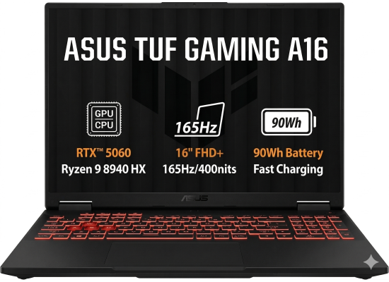ASUS TUF Gaming A16 (2025) FA608PM NEW AMD Ryzen 9 8940HX 16-Cores w/ Nvidia RTX 5060 8GB DDR7 & 165Hz IPS Display - Jaeger Gray product thumbnail 2