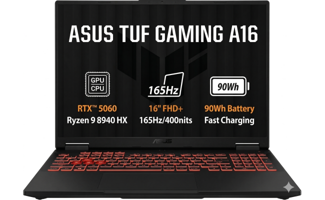 ASUS TUF Gaming A16 (2025) FA608PM NEW AMD Ryzen 9 8940HX 16-Cores w/ Nvidia RTX 5060 8GB DDR7 & 165Hz IPS Display - Jaeger Gray