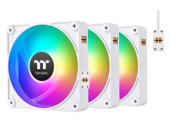 Thermaltake CT140 EX ARGB Sync PC Cooling Fan White (3-Fan Pack), Magnetic Connection, 5V Motherboard Sync, 16.8 Million Colors 9 Addressable LEDs, 140 mm Case/Radiator Fan