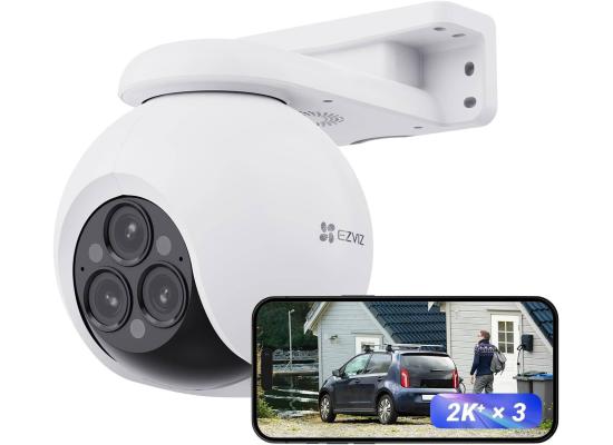 Ezviz H80F Multi Triple-Lens Smart Home Wi-Fi Camera, 2K+ Triple Lenses, 360° Panoramic View, 12x Mixed Zoom, Color Night Vision, Two Patrol Modes, IP67 Weatherproof, White