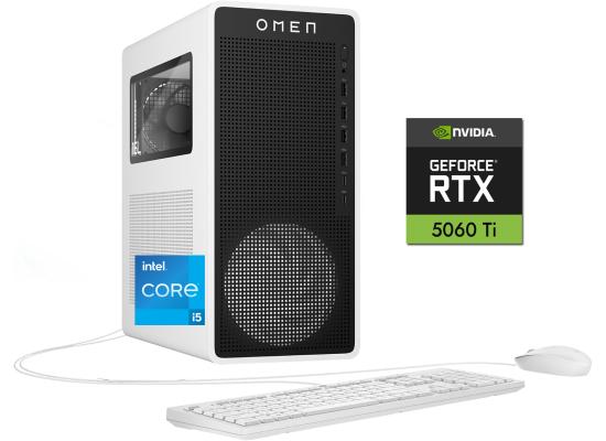 HP OMEN 16L TG03-0154 Gaming Desktop PC 14Gen Intel Core i5 10-Cores w/ Nvidia RTX 5060 TI 8GB DDR6 & Windows 11 - White