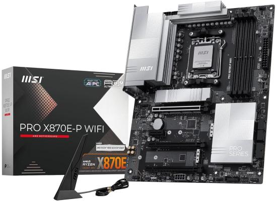 MSI PRO X870E-P WiFi 7 Motherboard, ATX - Supports AMD Ryzen 9000/8000 / 7000 Processors, AM5-60A SPS VRM, DDR5 Memory Boost (8200+ MT/s OC), PCIe 5.0 x16 & 4.0 x16, M.2 Gen5, Wi-Fi 7, 5G LAN