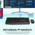 Promate ProCombo-14 Ergonomic Wireless Multimedia Keyboard with Palm Rest & Ambidextrous Mouse, 1200 DPI Sensor Resolution, Media Control, Palm Rest, English - Arabic Layout, Black