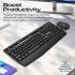 Promate ProCombo-14 Ergonomic Wireless Multimedia Keyboard with Palm Rest & Ambidextrous Mouse, 1200 DPI Sensor Resolution, Media Control, Palm Rest, English - Arabic Layout, Black