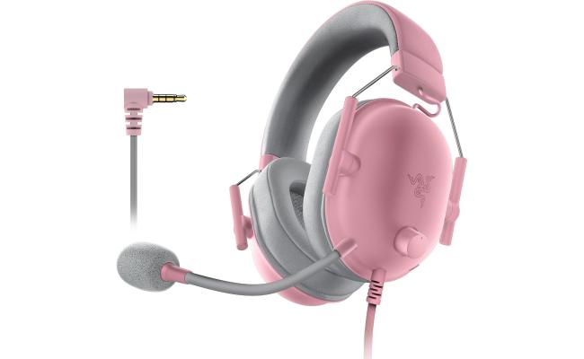 Razer BlackShark V2 X Gaming Headset, 7.1 Surround Sound Capable, TriForce 50mm Drivers, 3.5mm Jack, Breathable Memory Foam Cushion, For PC, PS4, Nintendo Switch, Quartz Pink