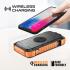 Promate SolarTank-20PDQi 20000mAh Power Bank, Solar Powered Portable Charger w/ Wireless Charging, USB-C Power Delivery Port, QC 3.0 Port, 5V/3A USB Ports, IP66 & LED Light
