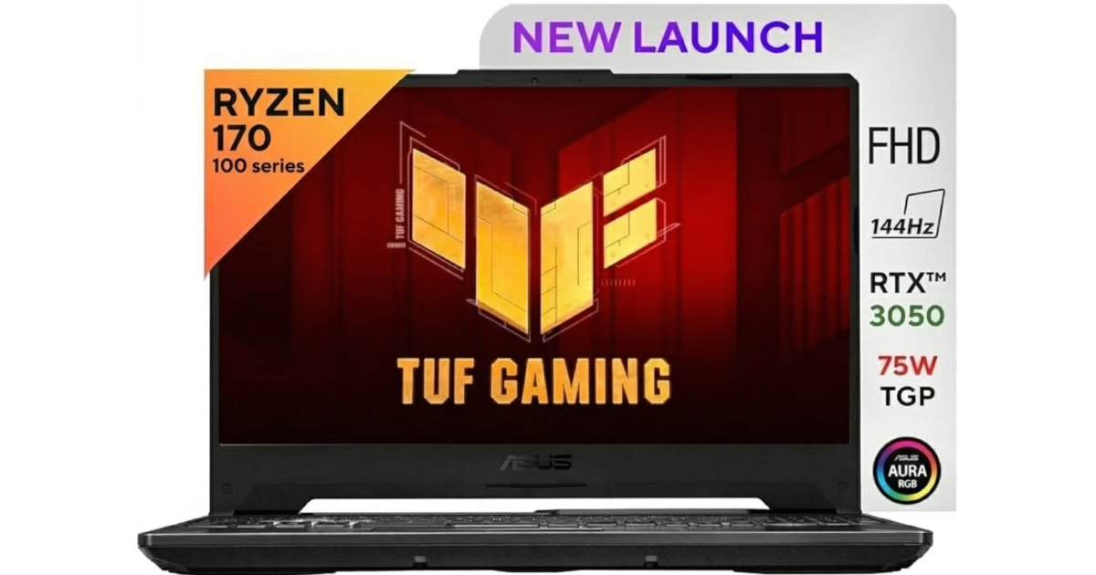 ASUS TUF Gaming A15 (2025) FA506NCQ NEW AMD Ryzen™ 7 170 8-Cores w/ Nvidia RTX 3050 4GB & IPS 144 هرتز - أسود جرافيت