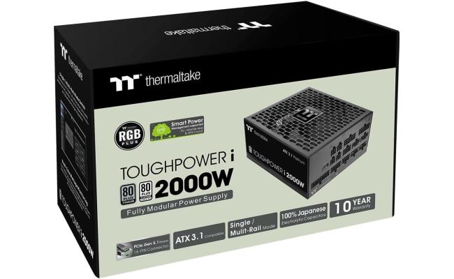 Thermaltake Toughpower i2000W ATX 3.1 PCIe 5.1 12V-2x6 Connection Smart Control Modular Ribbon Cable 80 Plus Titanium