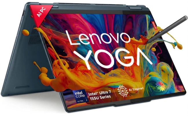 Lenovo Yoga 7 2-in-1 (2024) AI-Powered Performance Intel® Ultra 7 155U 12-Cores Fast-Charging, Long-Lasting Power w/ Touch Display & Lenovo® Pen , Tidal Teal