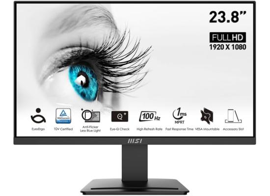MSI PRO MP2412 24" Full HD 100Hz Less Blue Light PRO VESA Mountable Accessory Slot Design Tilt-Adjustable HDMI & DP - Black