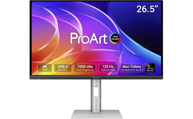 ASUS ProArt OLED PA279CDV 27" 4K QD-OLED Professional 120Hz, 0.1ms ,HDR10, 99% DCI-P3, ΔE < 1.5, Calman Verified, USB-C (96W PD), AutoKVM, Ergonomic Stand ASUS ProArt OLED PA279CDV 27" 4K QD-OLED Professional 120Hz, 0.1ms ,HDR10, 99% DCI-P3, ΔE < 1.5, Calman Verified, USB-C (96W PD), AutoKVM, Ergonomic Stand